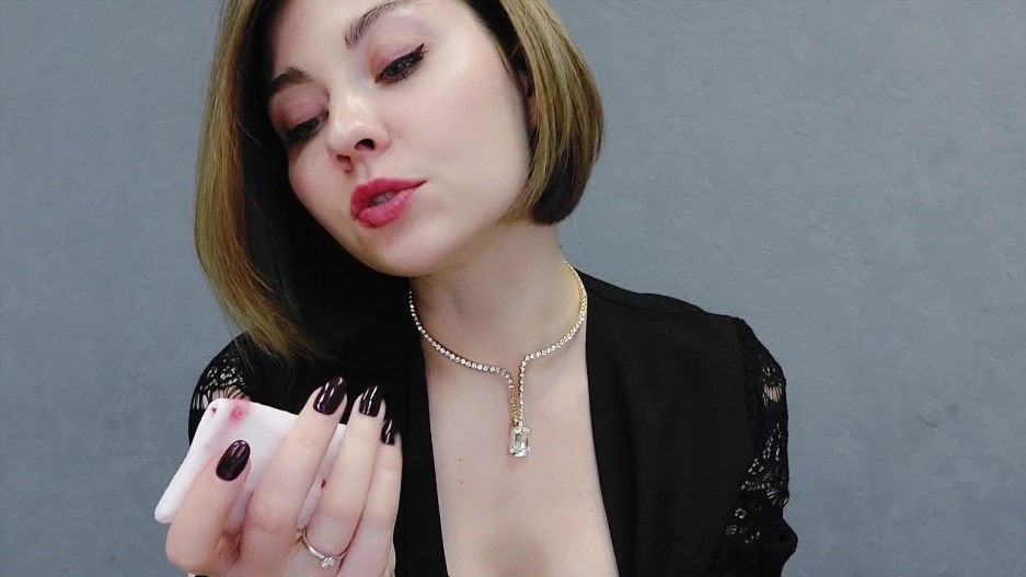 Russian Seductress - Feeding a sissy with my spit | Mix Femdom Online Tube